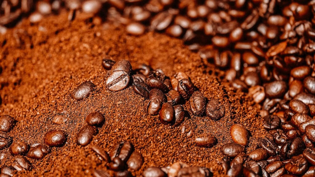Ground coffee in a range of different grind sizes, as determined by the quality and type of coffee grinder used