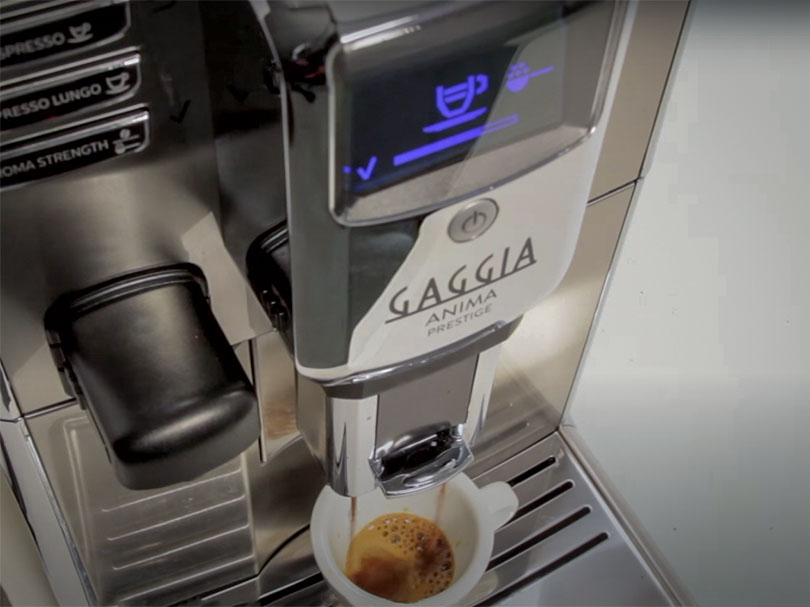Top down view of the Gaggia Anima Prestige making an espresso