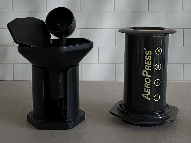 AeroPress with accessories to the side