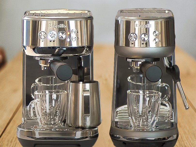 Breville Bambino Plus vs Bambino sitting side by side on table