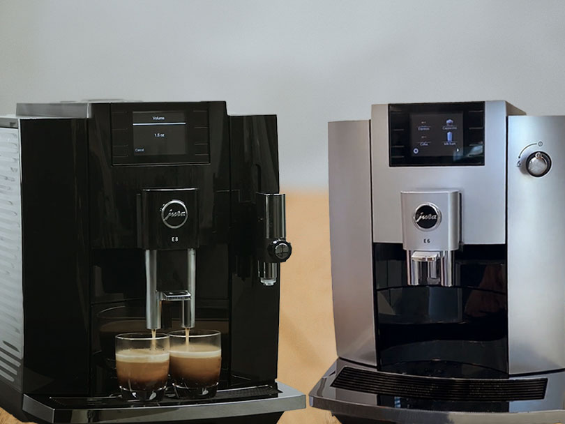 Jura E8 vs E6 sitting side-by-side on kitchen table