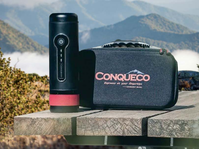 Conqueco portable espresso maker, 12V battery operated