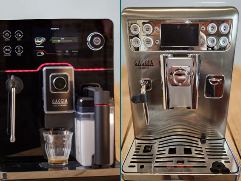 Side-by-side images of the Gaggia Accademia and Gaggia Babila
