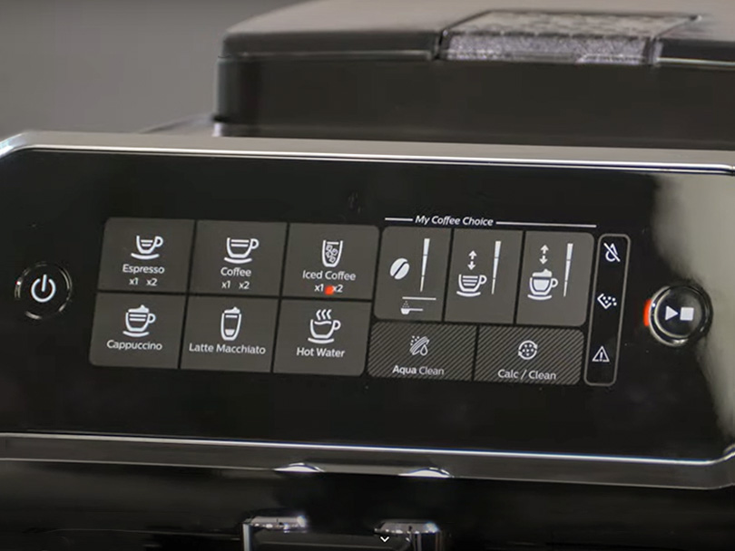 Close-up of the user interface buttons on the Philips 3200 LatteGo