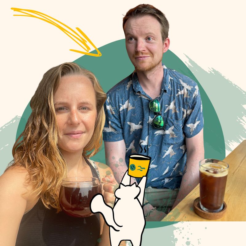 collage of Katie and Matt Woodburn-Simmonds, co-founders of Home Coffee Expert