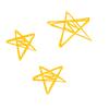 3 hand drawn stars