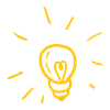 hand drawn lightbulb, yellow